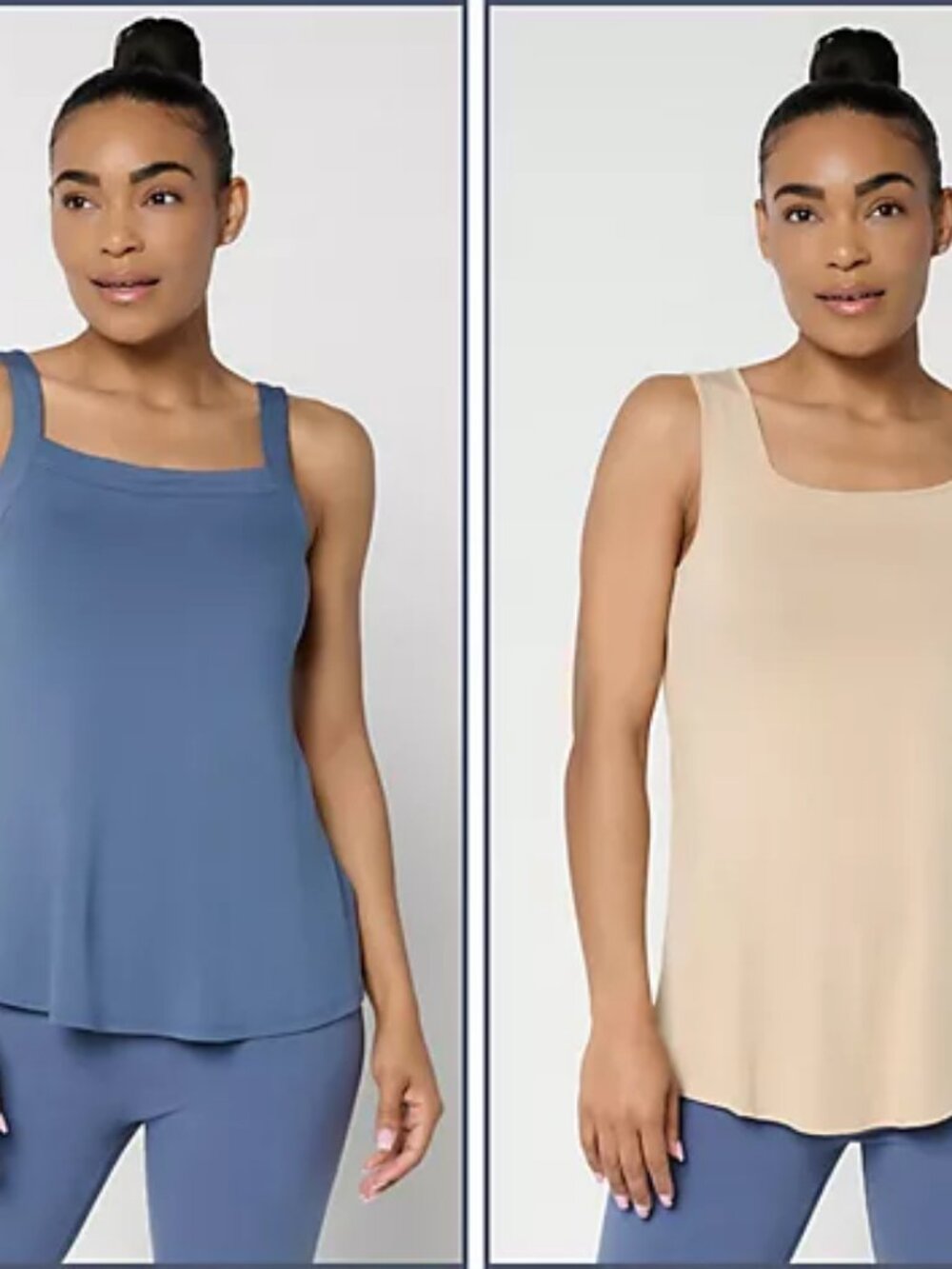 LOGO Layers by Lori Goldstein 2-Pack Square Neck Layered Tanks, Sz M a727286